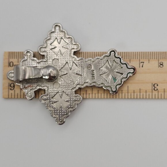 Cross Pendant Rhinestone Western Orange Leather Silver Tone 2.75" Faith Cowgirl - Picture 14 of 14